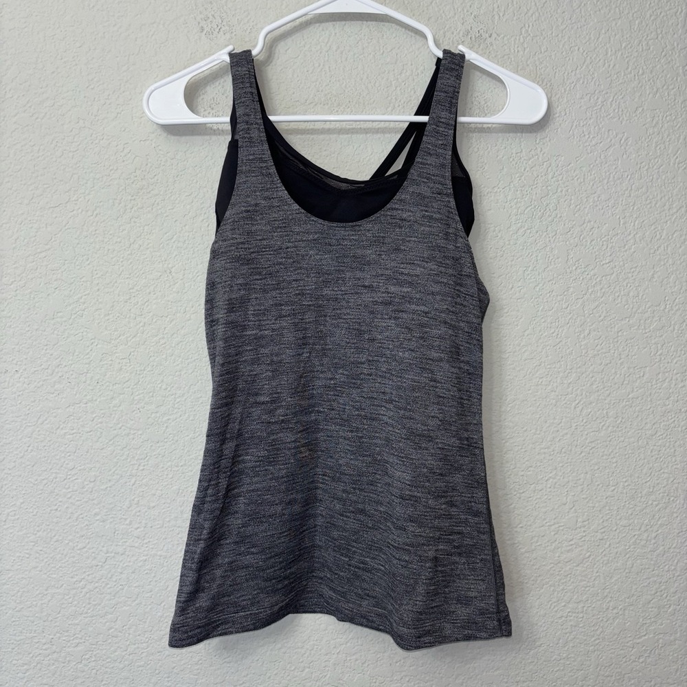Lululemon Sweaty Endeavor Tank Women's Size 4 Space Dye Slate Black Athletic
